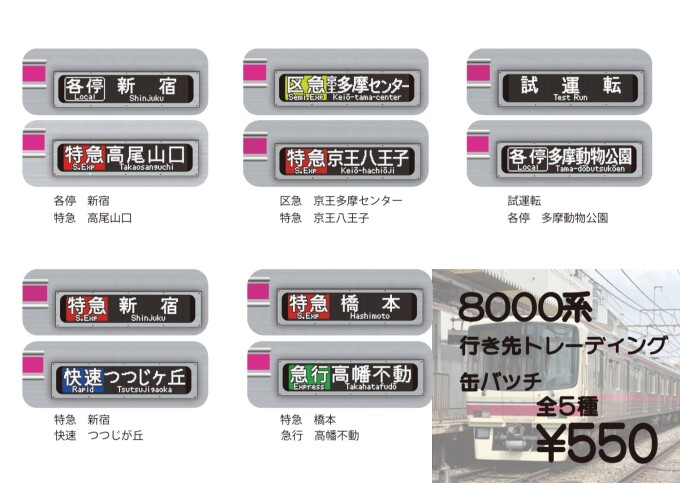 ８０００系行き先トレーディング缶バッジ