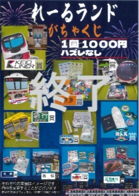 京王れーるランドガチャくじ終了のお知らせ