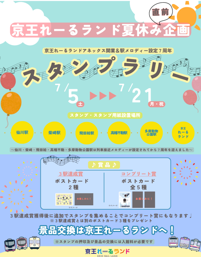京王れーるランドアネックス開業＆駅メロディー設定7周年スタンプラリー開催について